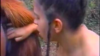 Stunning Latin women with attractive breasts perform outdoor fellatio on horses
