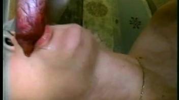 Stunning woman receives a massive cumshot from her twisted monster