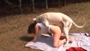 Sexy woman loves playing naughty with the dog