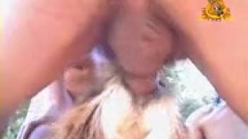 A stud with a throbbing shaft pounding a snug canine vagina