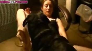 Woman tries sex with big dog and she likes it