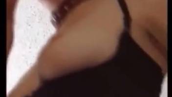 Animal oral pleasure for a golden-haired stunner