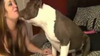 Zoophilic mommy enjoys eating ass and licking dog dick